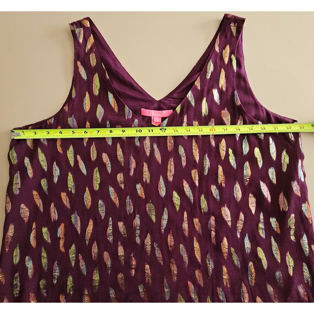 Lilly Pulitzer Florin Sleeveless Cherry Ganache Metallic Feathers Tank Top XL - Picture 4 of 8